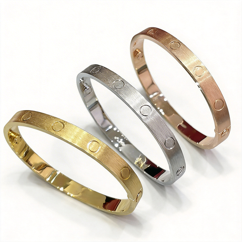 Brushed Finish Plane Screw Bracelet Bangle Designer For Women Men With Screwdriver Plated V-Gold Cuff Bracelet 6MM W Jewelry Woman Christmas Gift With Box Size 16-19