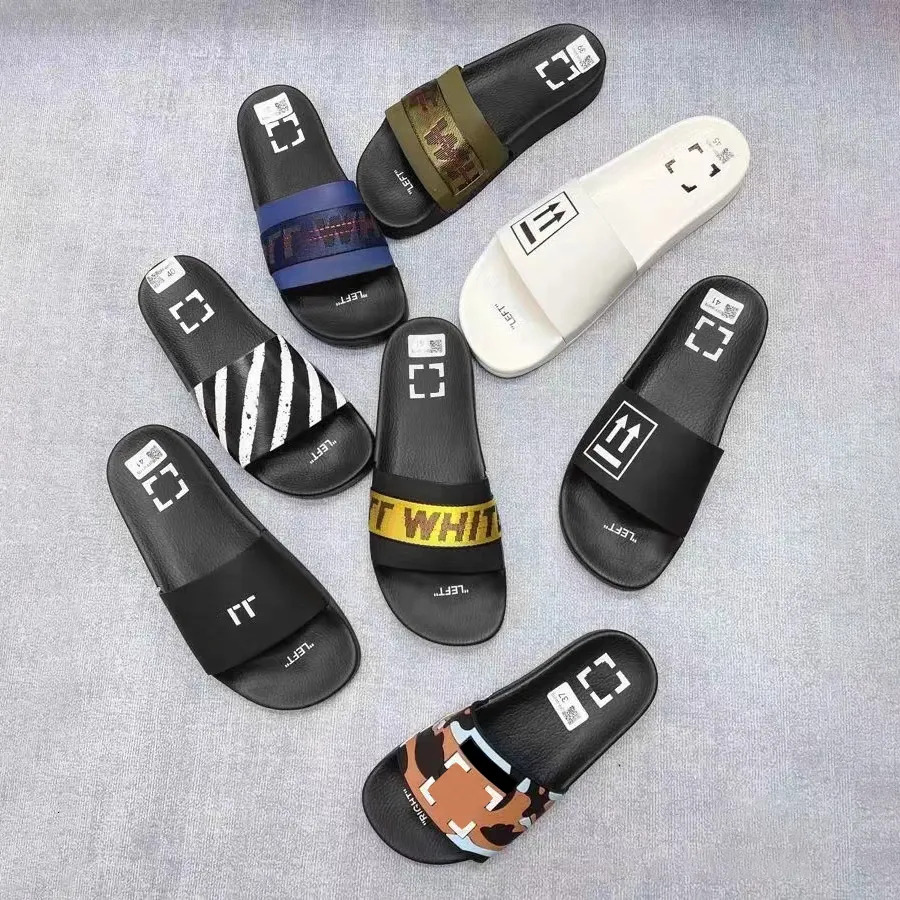 Man Rubber Sole Stripe Off Designer Sandal Woman Office Black White Slide Tazz Slipper Beach Luxury Loafer Sneakers Summer Flat Heel Sliders Platform Sandale