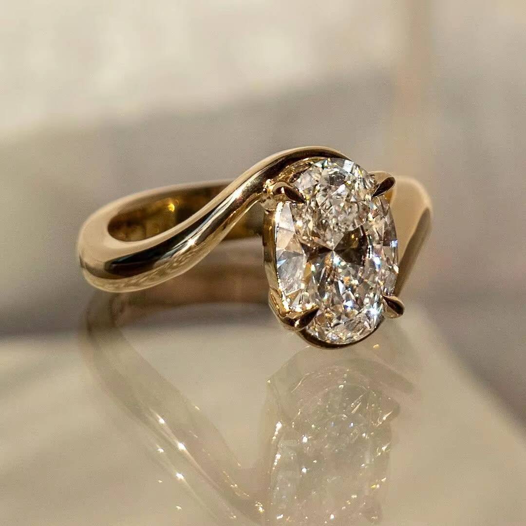 14K VVS D Color Solid Gold Synthetic Diamond Rings Igi Certified Cvd Hpht Created Diamond Engagement Lab Grown Diamond Ring