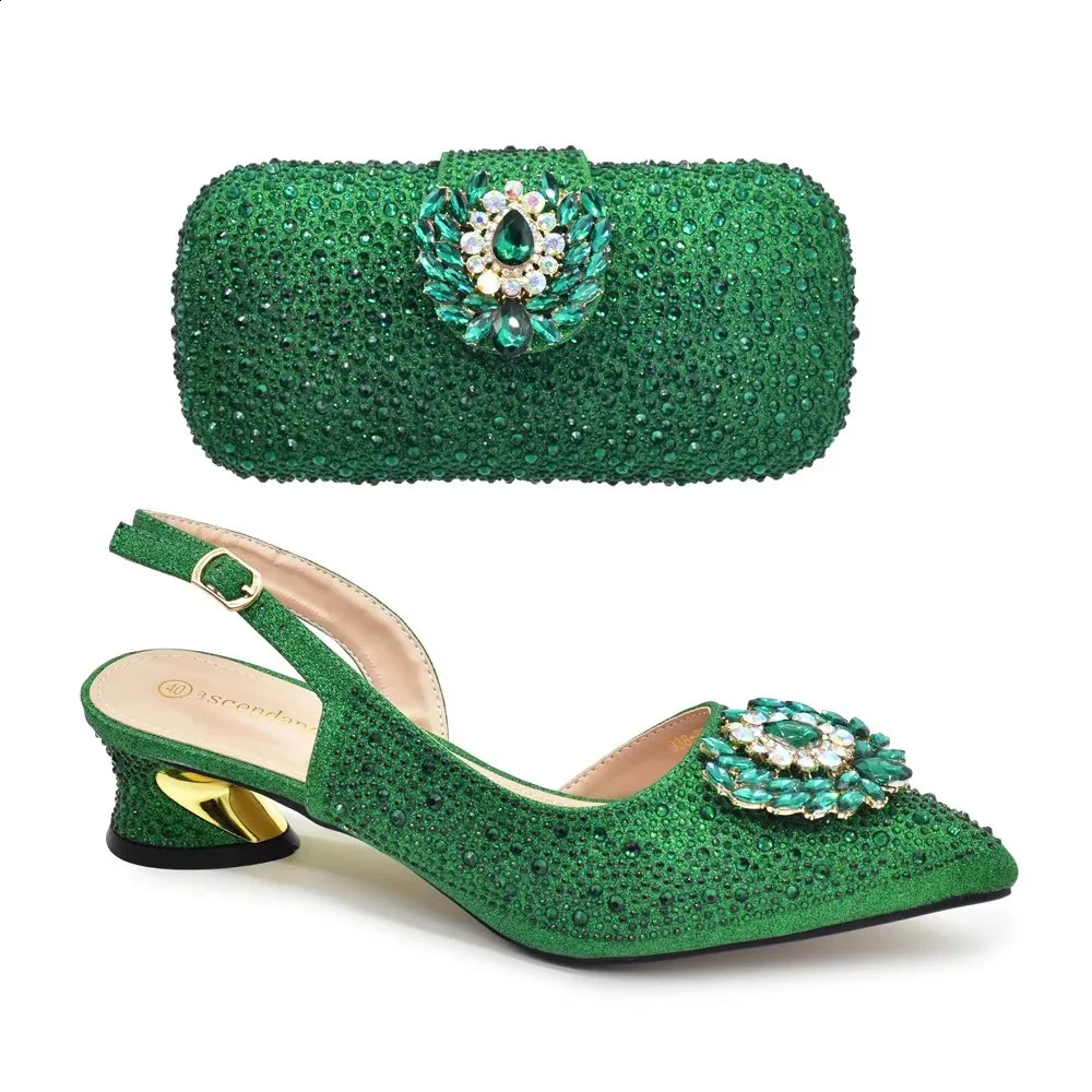 Purple Shoe and Bag Set Party Womens Shoes and Bags with Italian Elegant Diamond Womens High Heels Pump Womens Wedding Set 241024