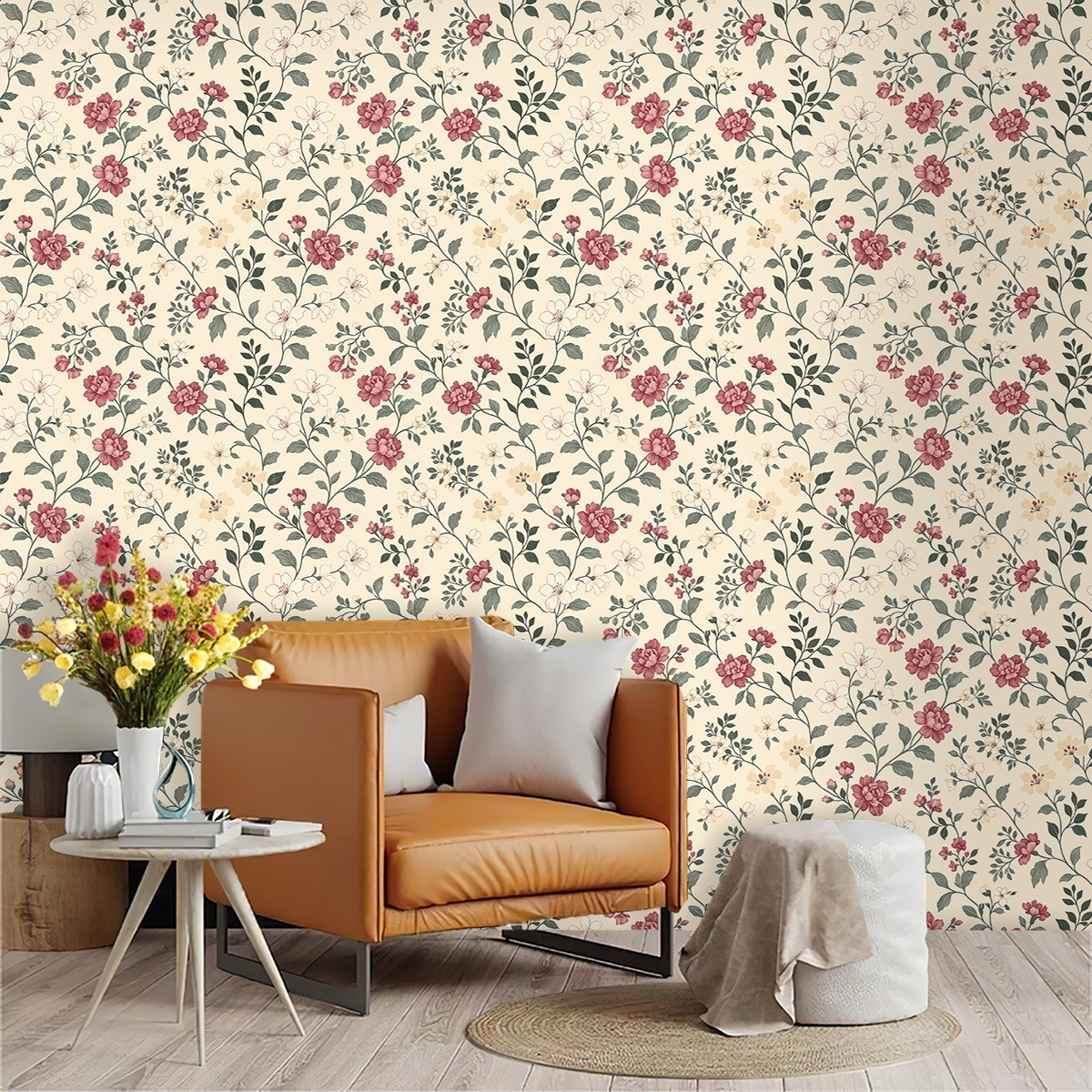 Wallpaper Self-Adhesive Floral Wallpaper PVC Wall Decoration Bedroom Room Background Wall Sticker Floral Wall Sticker220927
