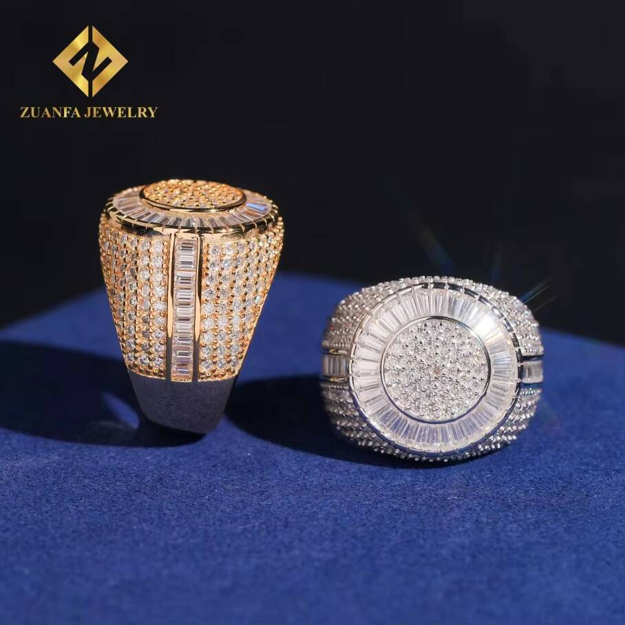 2026Hip Hop Jewelry S925 Sterling Silver Rose Gold Plated Ice Out Vvs Moissanite Round Diamond Big Rings Trendy for Men