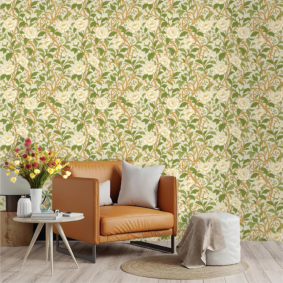 Wallpaper Self-Adhesive Floral Wallpaper PVC Wall Decoration Bedroom Room Background Wall Sticker Floral Wall Sticker220927