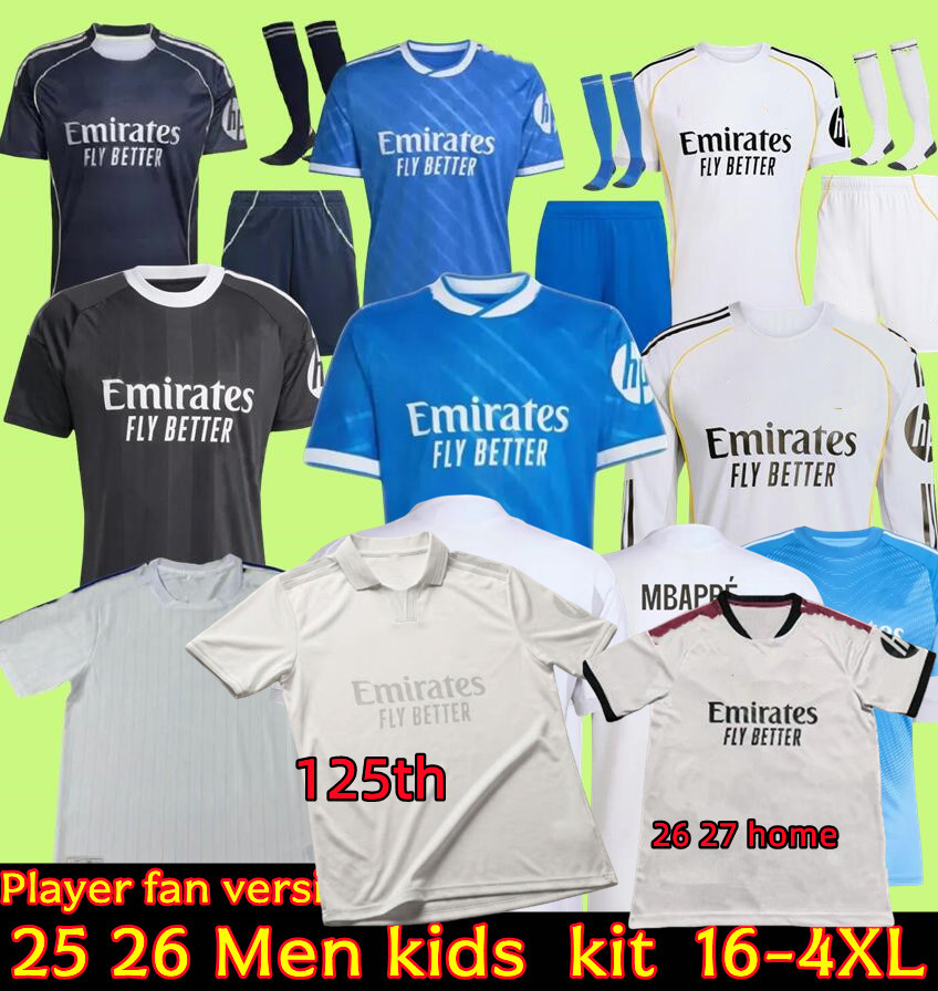 3XL 4XL 26 27 BELLINGHAM soccer jerseys ARDA GULER CAMAVINGA AWAY MODRIC VINI JR. MBAPPE HOME 3RD football shirt 125th Realis VALVERDE TCHOUAMENI Madrids1men kids