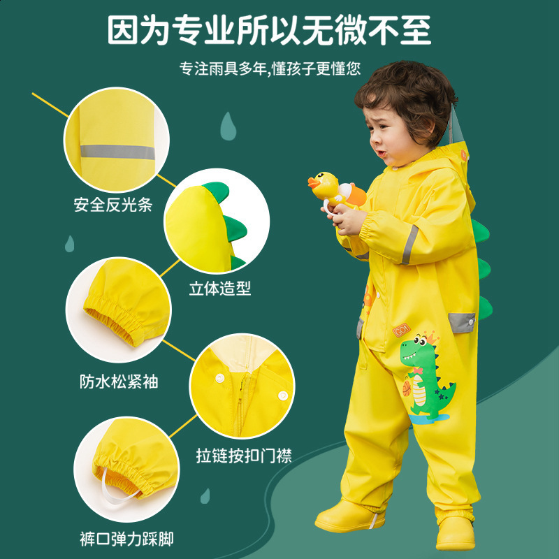 70-135cm Raincoat For Toddler Boys Girls Kids 1 3 6 Years Waterproof Zipper Rain Coat Pant Raingear Kids Playing Suit 240603