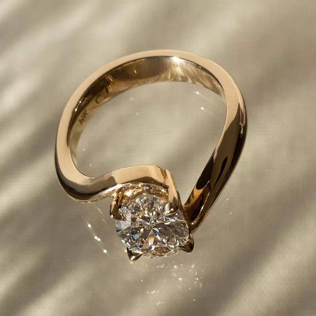 14K VVS D Color Solid Gold Synthetic Diamond Rings Igi Certified Cvd Hpht Created Diamond Engagement Lab Grown Diamond Ring