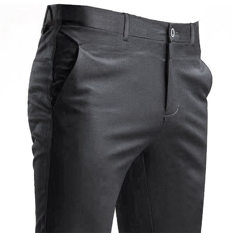 Mens Suit Pants Stretch Smart Casual Trousers Pocket Solid Color Straight Wearable Full Length Home Work Black Dress Pants 260327