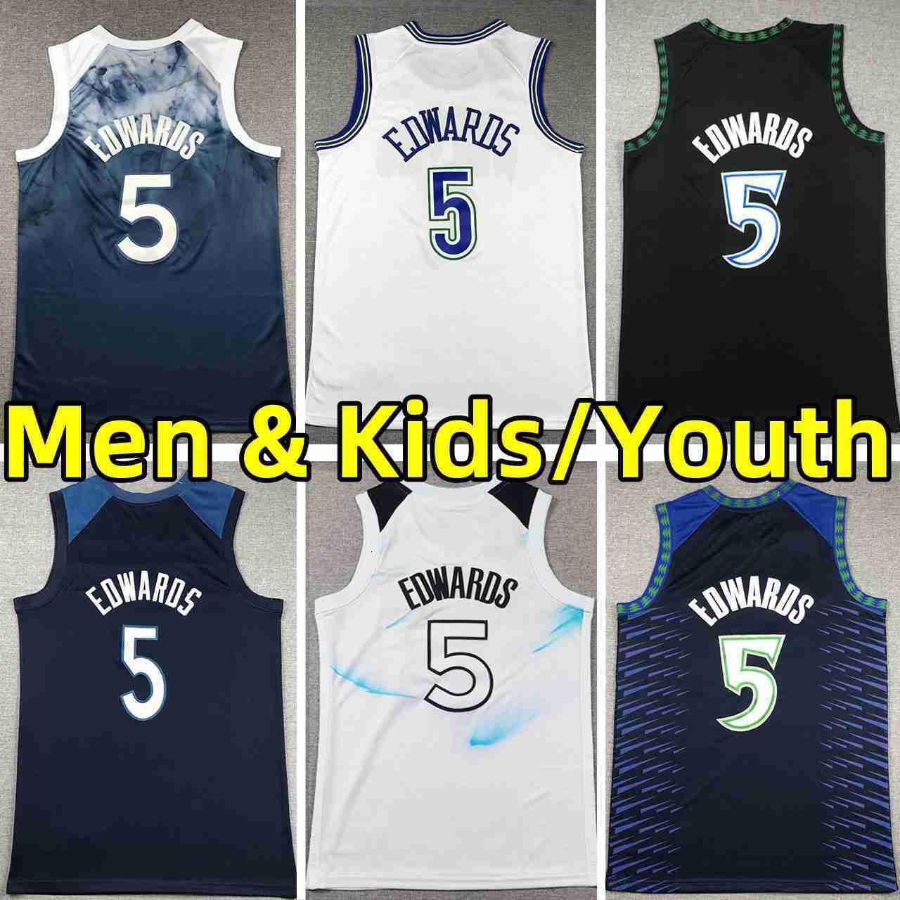 Stitched ant Anthony Edwards Jersey Basketball Jerseys Men Kids City vest Wear Youth adult children edition white
