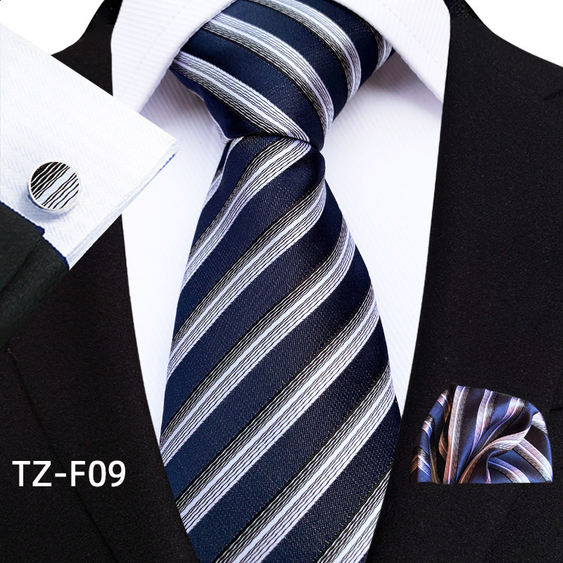 DiBanGu Top Navy Blue Solid Tie for Men Silk Mens Tie Hanky Cufflinks Neck Tie Suit Business Wedding Party Tie Set MJ-7140 241224
