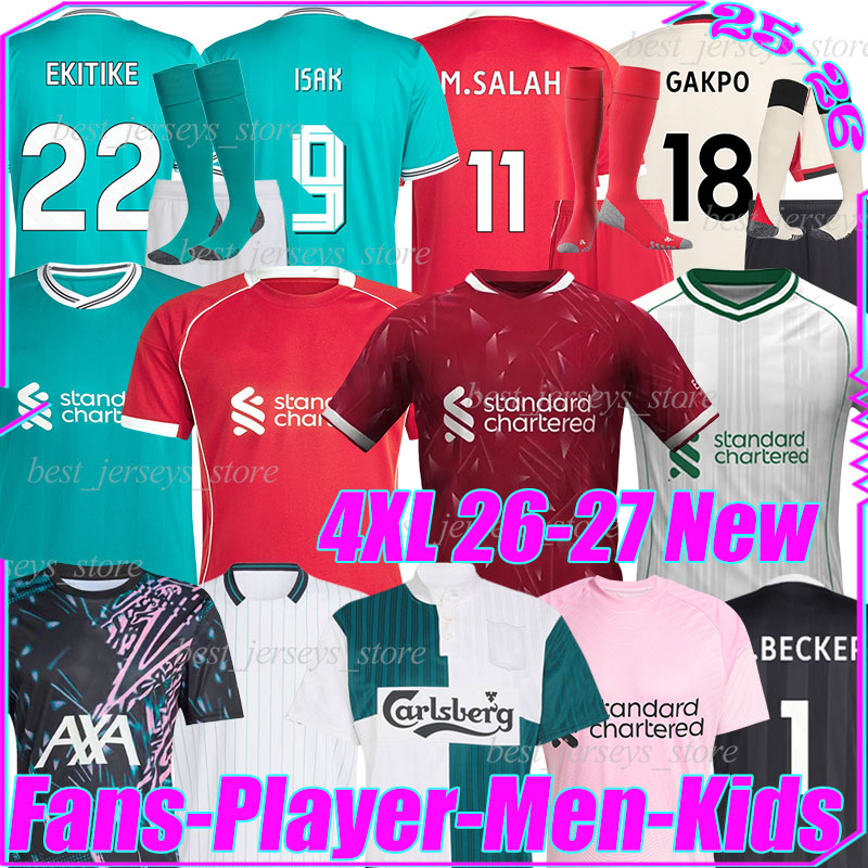 4XL 25/2026/27 EKITIKE GAKPO Soccer Jerseys 1995 Remark Mohamed WIRTZ ISAK Salah DIOGO J. MAC ALLISTER SZOBOSZLAI KERKEZ FRIMPONG Men Kids Kits socks set football shirt