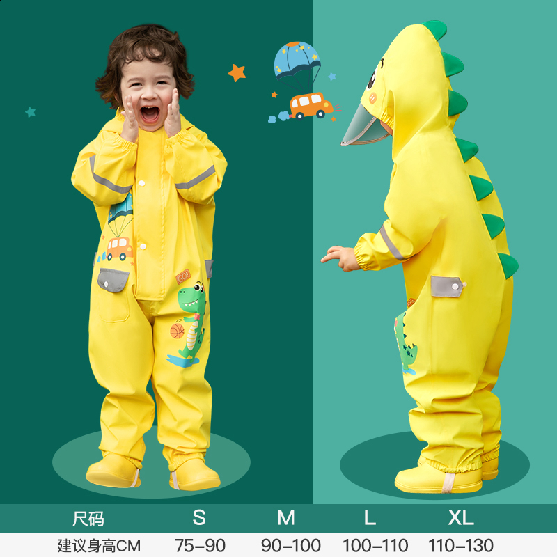 70-135cm Raincoat For Toddler Boys Girls Kids 1 3 6 Years Waterproof Zipper Rain Coat Pant Raingear Kids Playing Suit 240603