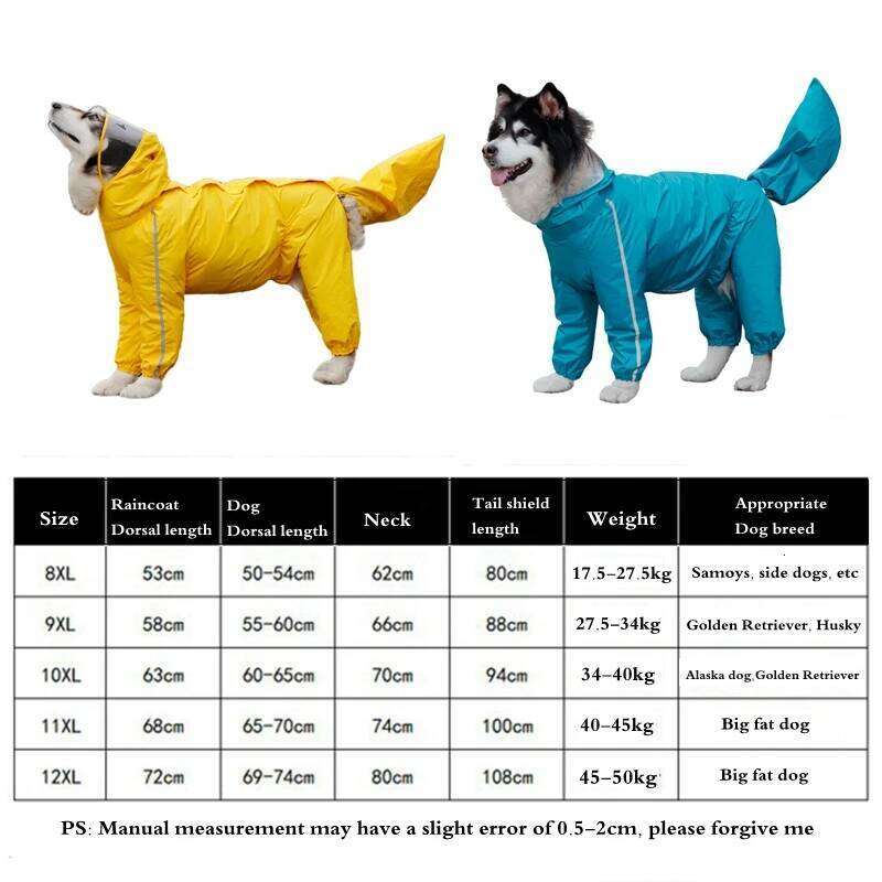 Famous brand Large Dog Raincoat Waterproof Polyester Safety Reflective Stripe Rain Jacket For Golden Retriever Labrador Husky XL pupakaIK