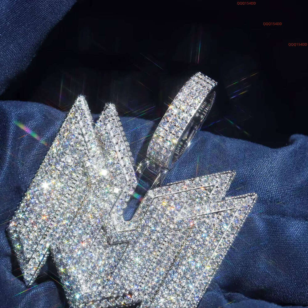 Moissanite Customized M-Shaped Quadrilateral Combined Double M Letter Pendant