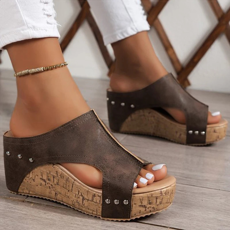 Womens Sandals High Heels Sandals With Wedges Shoes Woman Platform Sandals Summer Peep Toe Heeled Slippers Sandalias De Mujer 260306