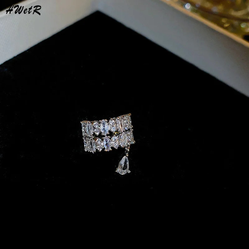 Double Layer C-Shaped Crystal Zircon Cuff Earrings Rhinestone No Piercing Water Droplet Clip Earring Simple Ear Clip 260124 - view 3