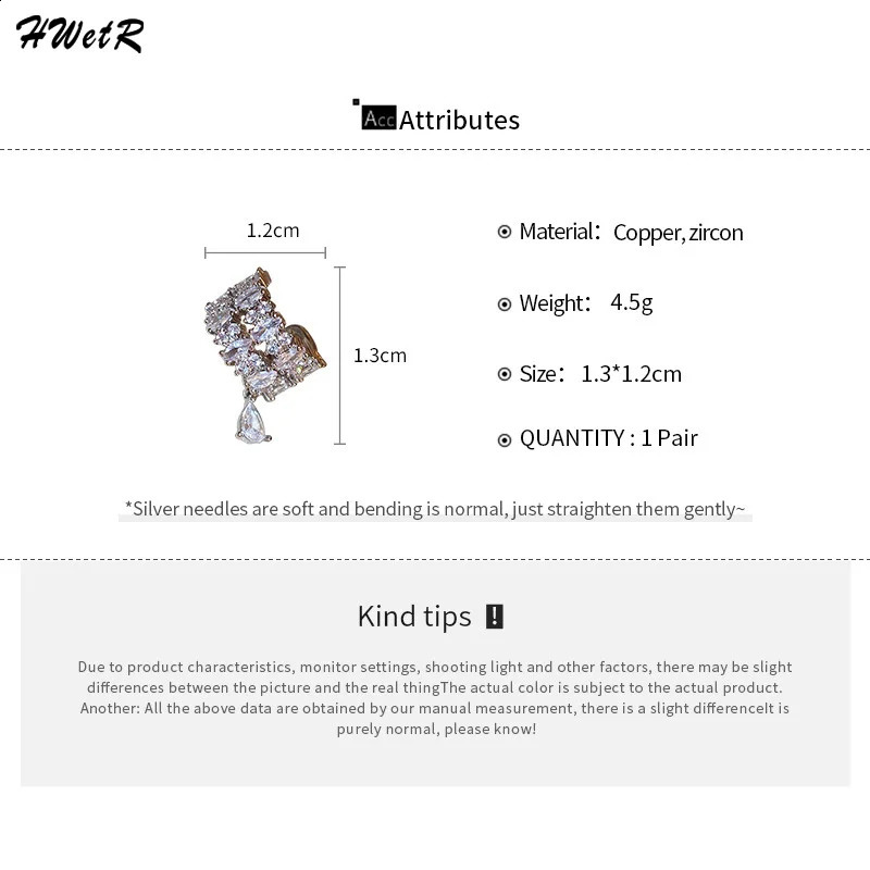 Double Layer C-Shaped Crystal Zircon Cuff Earrings Rhinestone No Piercing Water Droplet Clip Earring Simple Ear Clip 260124 - view 7