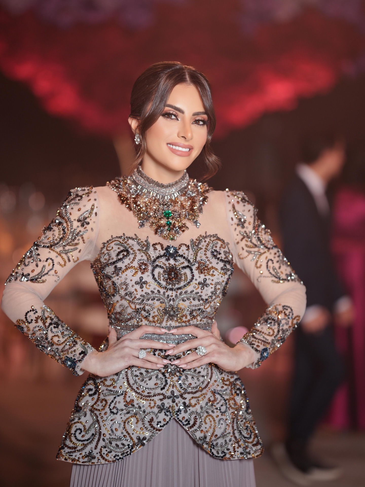 Aso Ebi A-line Brown Prom Dresses 2026 Crystals Beaded Chiffon Sheer Neck Evening Formal Party Second Birthday Engagement Gowns Dress For Special Occa