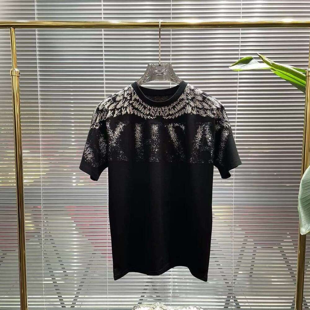 Plus Size 150Kg European Style New Trendy Brand Printed Wing Short-Sleeve Round Neck T-Shirt Men's Loose Fit Couple's Summer Tee Luanyun