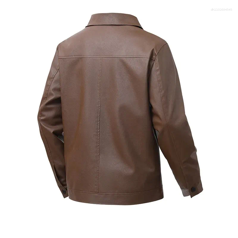 Men's Jackets Leather Jacket Mens Top Windproof Casual Spring And Autumn Slim Fit Lapel Bomber Coat