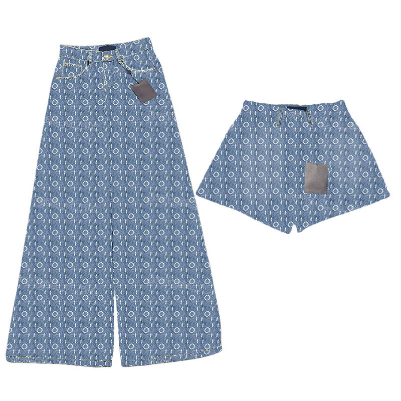 Full Letter Print Denim Jeans Trousers For Women Designer Washed Blue Mini Shorts Summer Spring Vacation Street Style Jean Pants