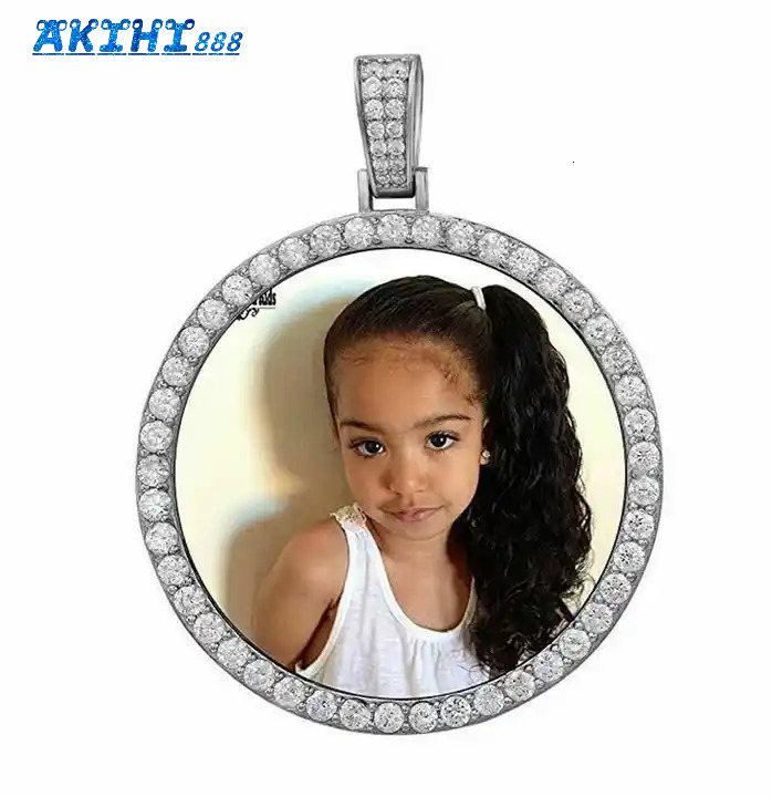 Pass Diamond Tester Jewelry Waterproof Custom Hip Hop Photo 925 Sterling Silver Iced Memory Moissanite Diamond Necklace Pendant