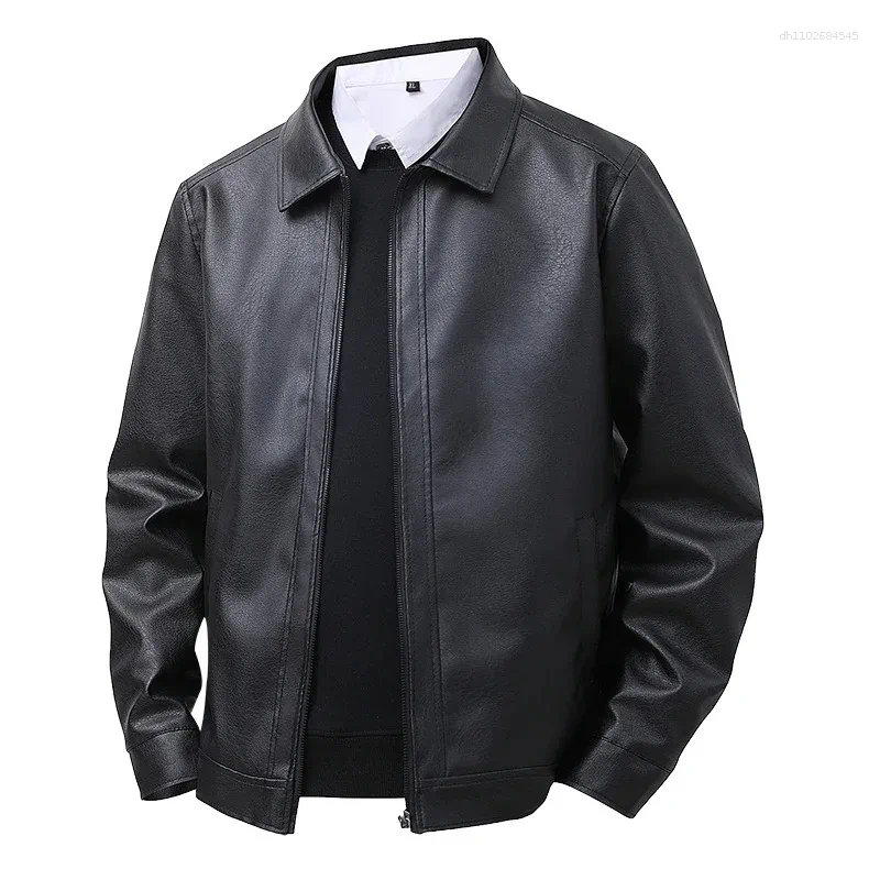 Men's Jackets Leather Jacket Mens Top Windproof Casual Spring And Autumn Slim Fit Lapel Bomber Coat