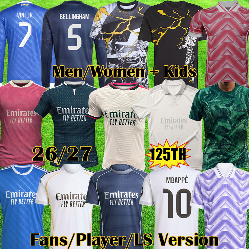 26 27 Player Version BELLINGHAM REALS Soccer Jerseys MBAPPE ENDRICK Lifestyle VINI JR MASTANTUONO kits GONZALO camiseta 2025 2026 kids football shirt Pack MaDRid RM
