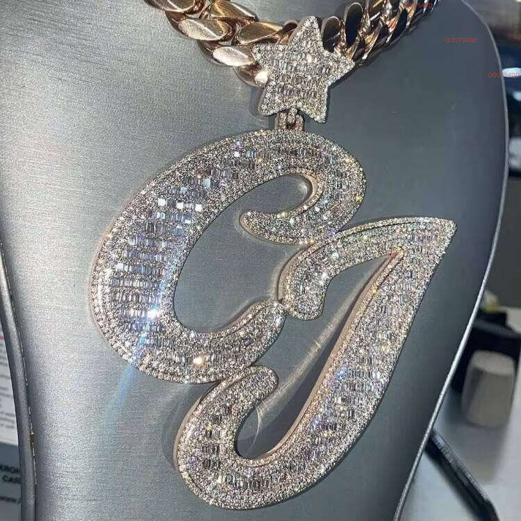 Fashion Hip Hop Bling Luxury Iced Out Moissanite Jewelry Sterling Silver Diamond Charm Custom Pendant Necklace