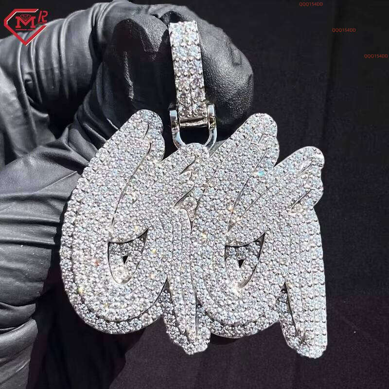 Hiphop Men Logo Iced Out Letter S925 Silver Custom Moissanite Pendant