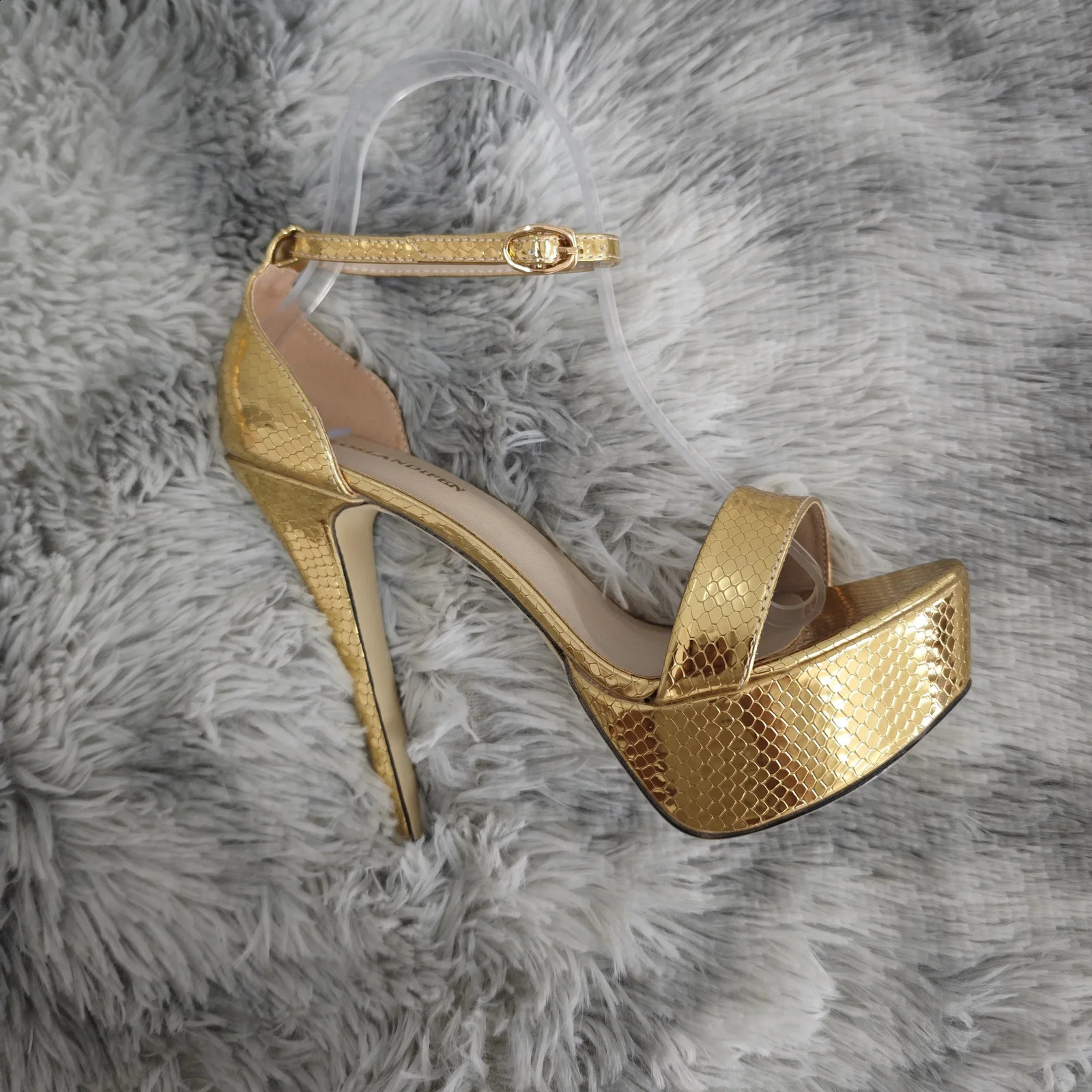 Sexy Gold Snake Print Women Sandals Open Toes 14cm Flash High Heels Nighclub Platform Party Wedding Jazz Dance Shoes Big Size 44 260306