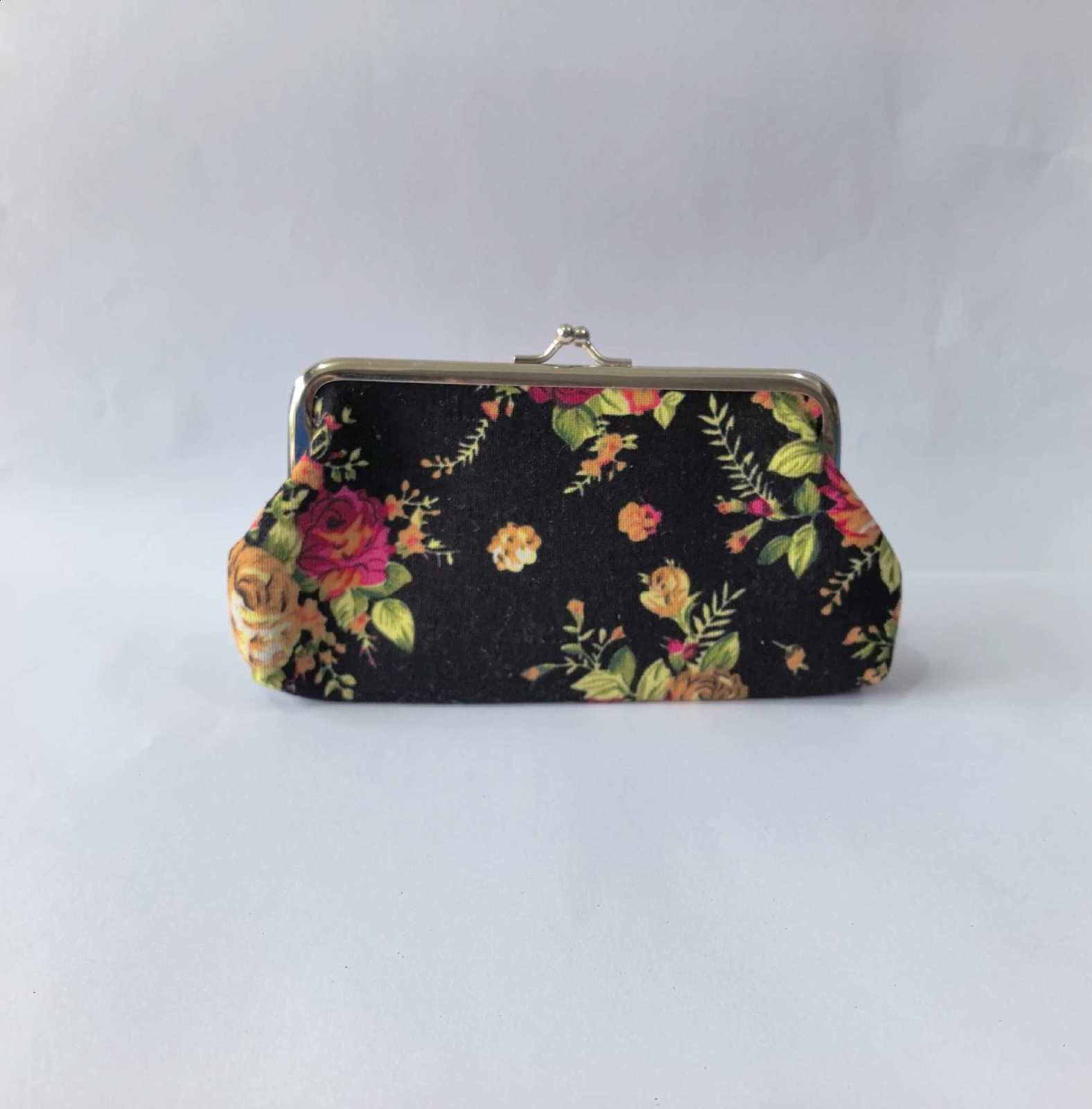 Womens Vintage Floral Pattern Coin Purse Kiss-Lock Clutch Purse Lightweight Wallet 251204