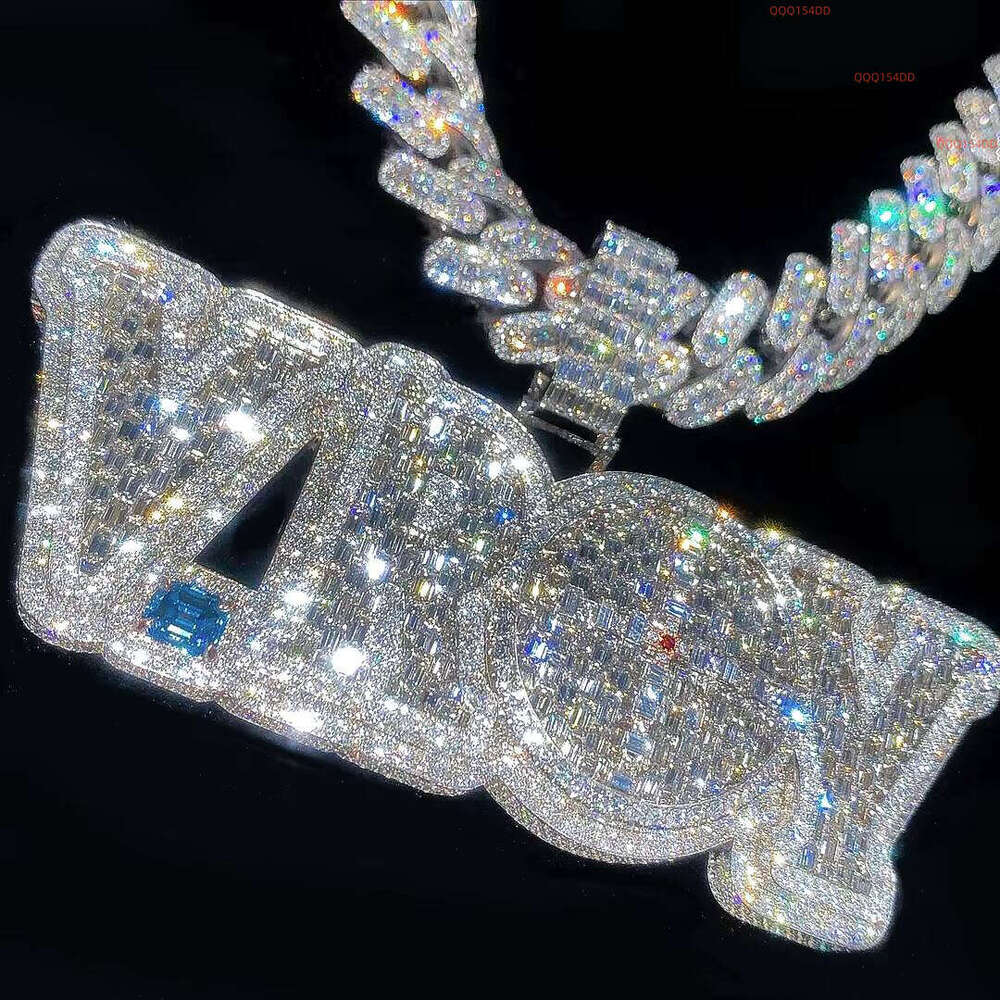 No.1 Jewelry Gold Plate Iced Out Hip Hop Moissanite Custom Name Letter Necklace Chain Pendant