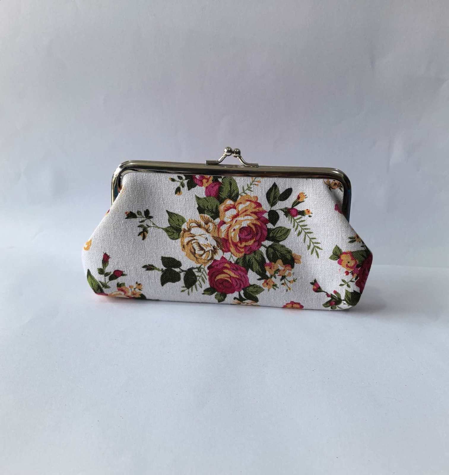 Womens Vintage Floral Pattern Coin Purse Kiss-Lock Clutch Purse Lightweight Wallet 251204