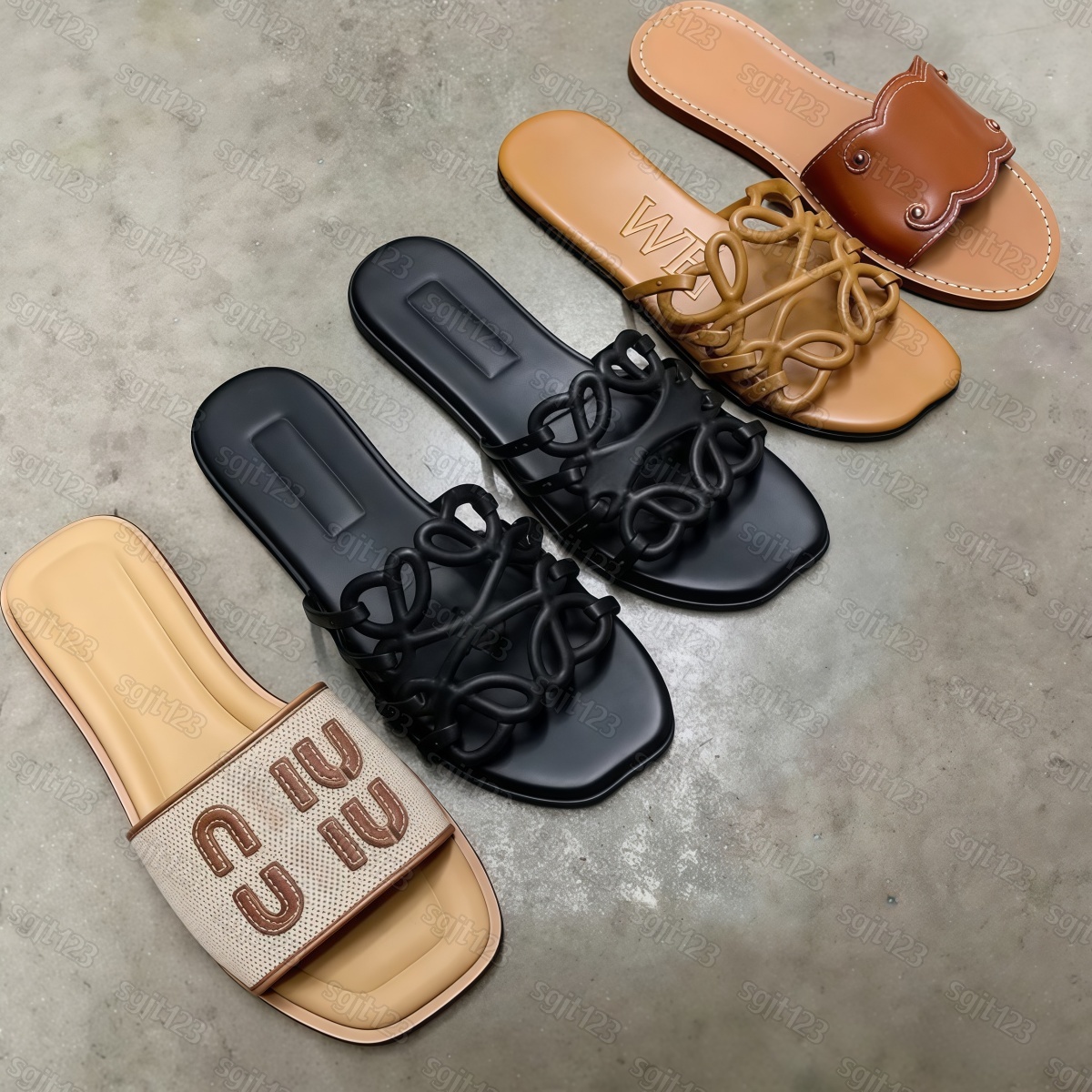 Sandals Slide Luxury Casual Slippers Designer Women Sliders Fashion Outdoor Beach Sandale Womens Flat Loafer Summer Mule Fashion Jelly Sandals 35-42