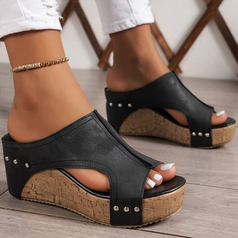 Womens Sandals High Heels Sandals With Wedges Shoes Woman Platform Sandals Summer Peep Toe Heeled Slippers Sandalias De Mujer 260306