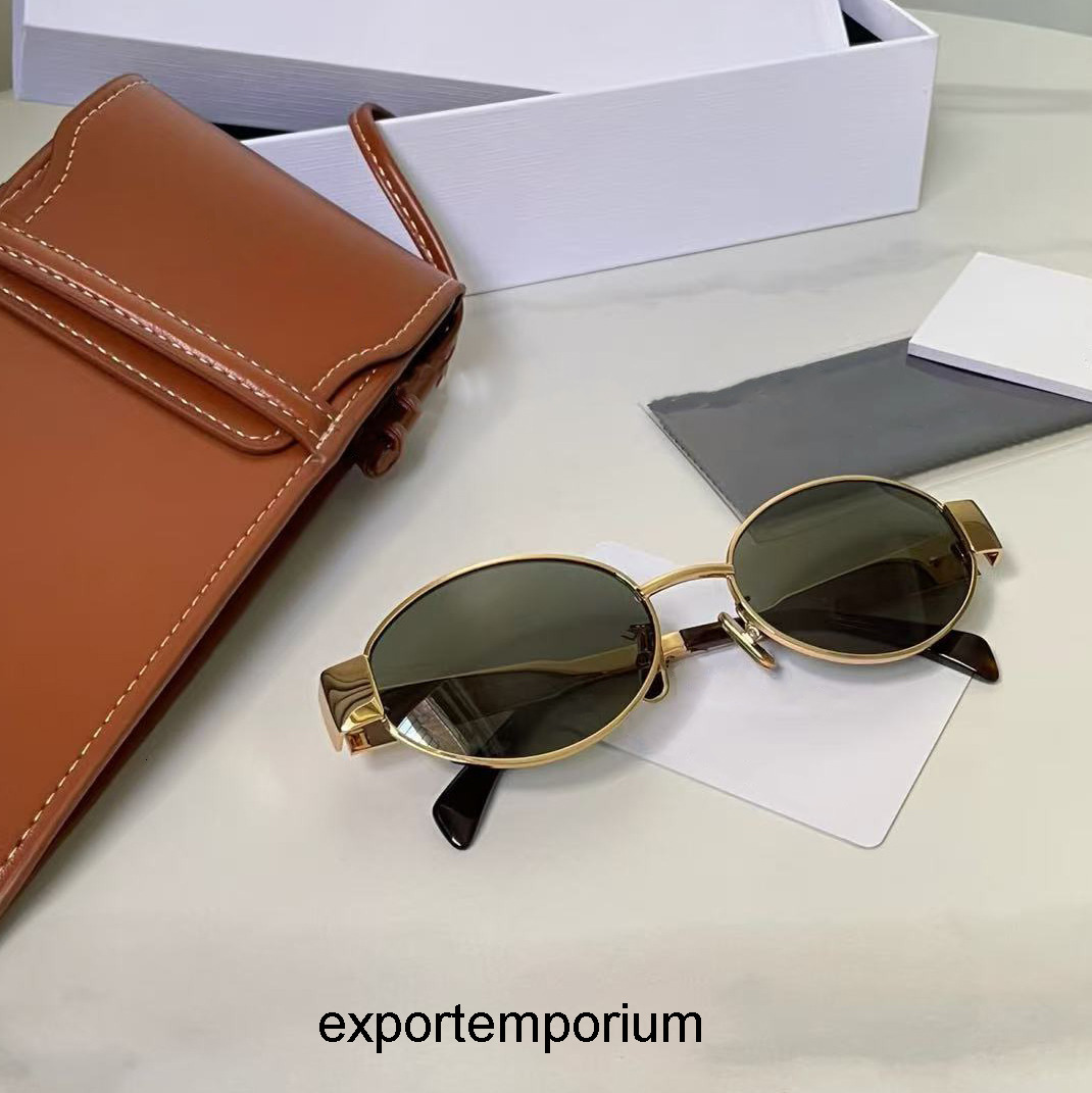 luxury metal sunglasses designer sunglasses for women summer beach oval frame Glass lens Arc celinesunglasses celinelies celiine celinity celeineism Celins XLCL
