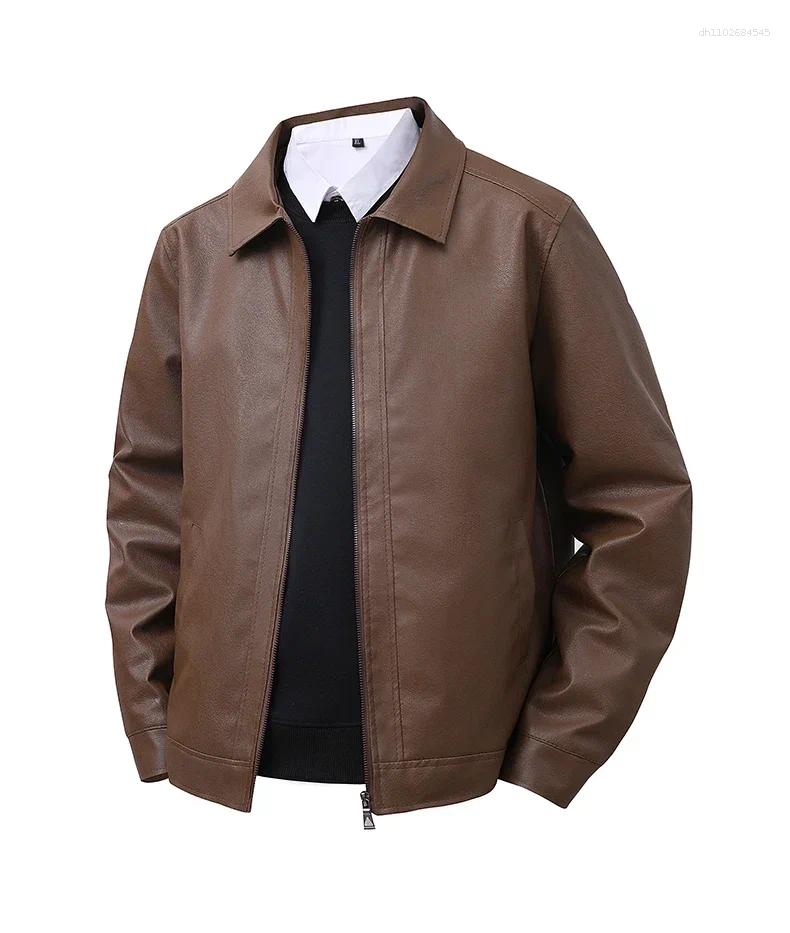 Men's Jackets Leather Jacket Mens Top Windproof Casual Spring And Autumn Slim Fit Lapel Bomber Coat