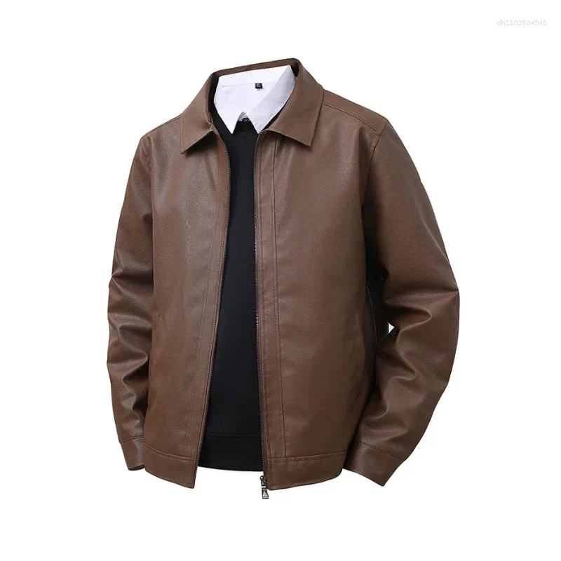 Men's Jackets Leather Jacket Mens Top Windproof Casual Spring And Autumn Slim Fit Lapel Bomber Coat