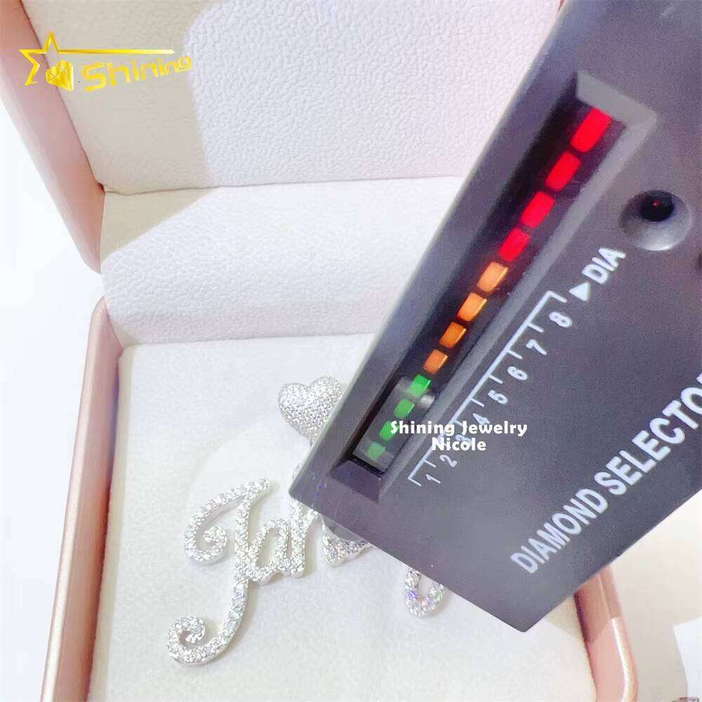 Fashion High Quality Name Logo Inatial 925 Silver Moissanite Diamond Custom Letter Pendant For Gift