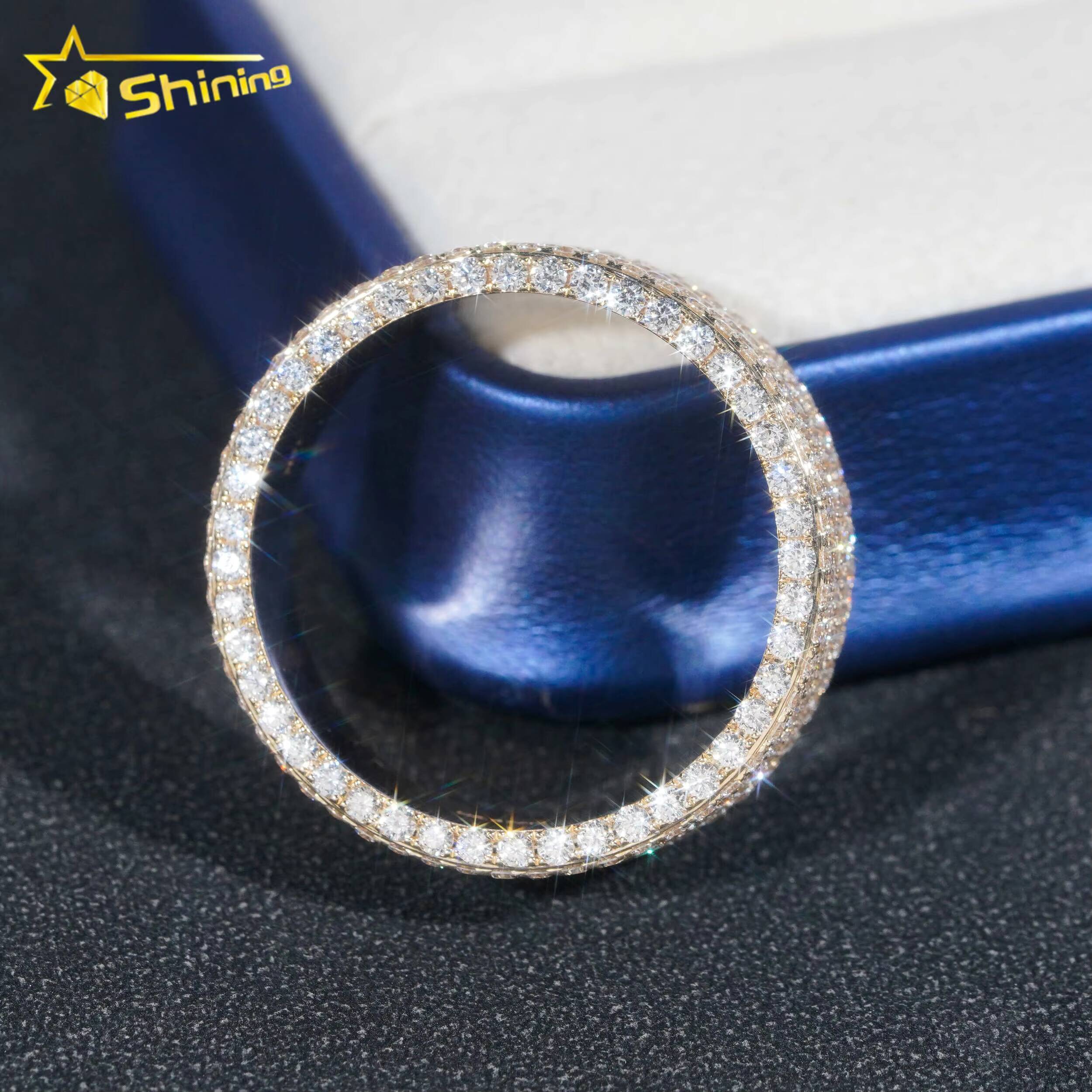 Custom Hip Hop Fine Jewelry Brilliant Real Lab Grown Natural Diamond 10K 14K 18K Gold Engagement Band Full Eternity Ring for Men