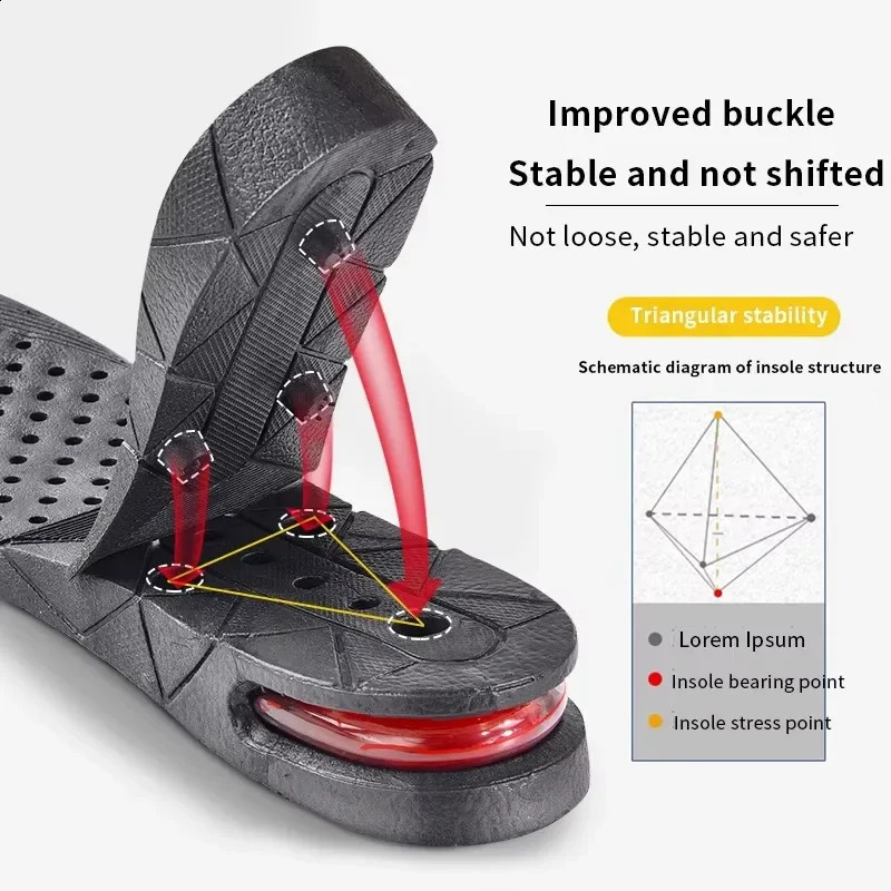 Height Increase Insole Adjustable Height Insole Height Increasing Shoe Inserts Air Cushion Shock Absorbing Shoe Pads 3/5/7/9cm 260124