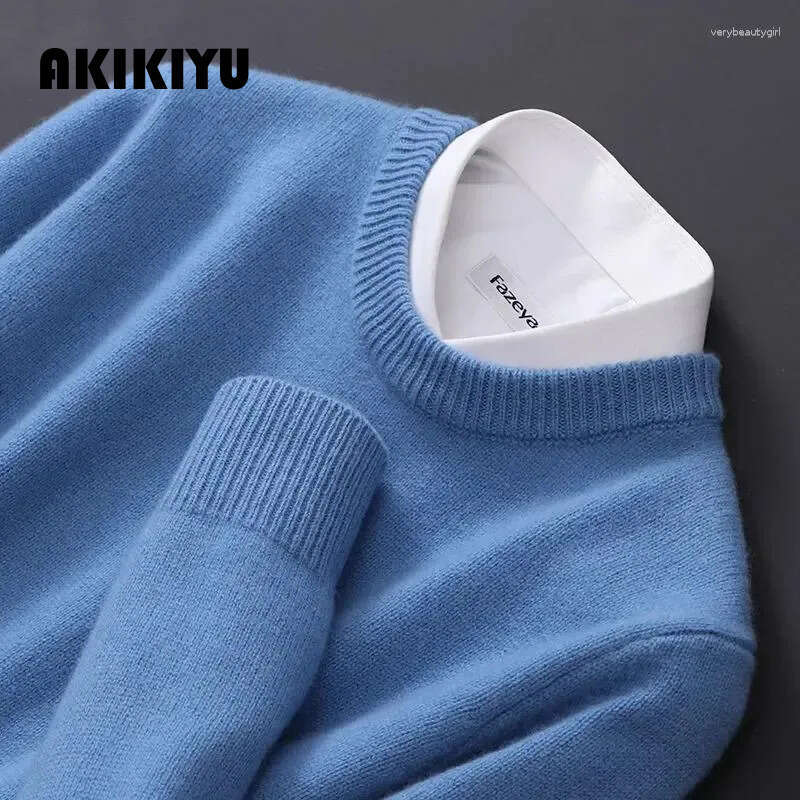 Men's Sweaters Cashmere Sweater O-Neck Pullovers Loose Oversized M-5Xl Knitted Bottom Shirt Autumn Winter Korean Casual Top AKIKIYU