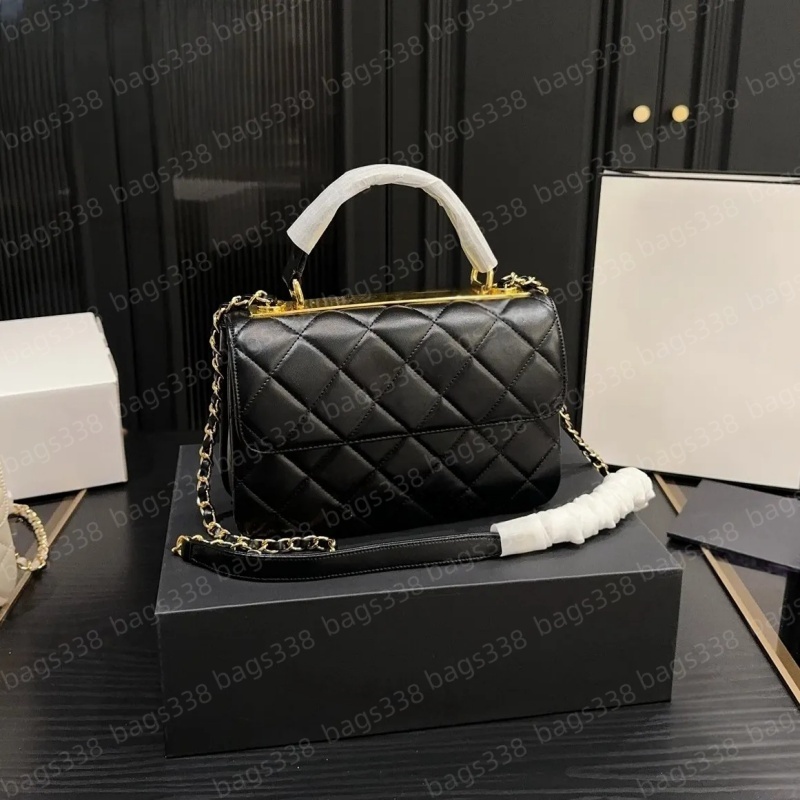 Top designer crossbody bag ladies small handle tote bag chain strap leather quality casual refined diamond lattice caviar women purse flap women black shoulder