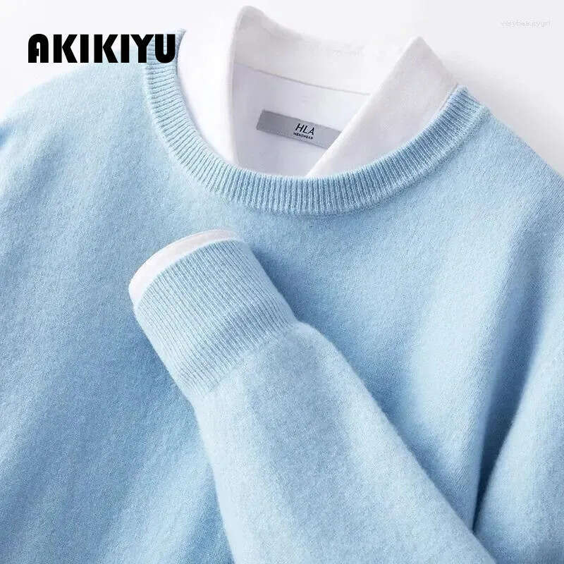Men's Sweaters Cashmere Sweater O-Neck Pullovers Loose Oversized M-5Xl Knitted Bottom Shirt Autumn Winter Korean Casual Top AKIKIYU