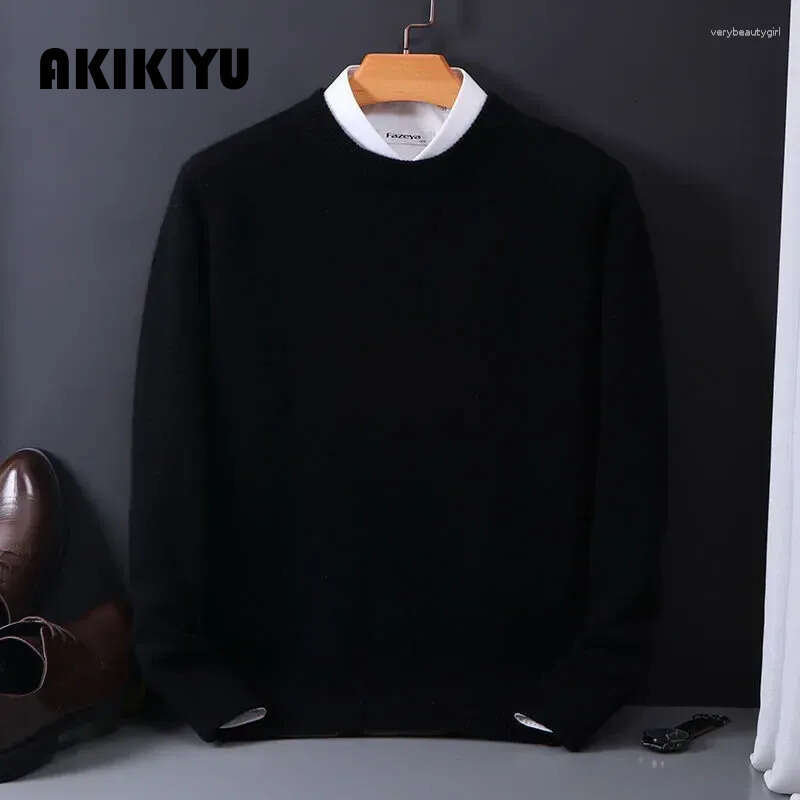 Men's Sweaters Cashmere Sweater O-Neck Pullovers Loose Oversized M-5Xl Knitted Bottom Shirt Autumn Winter Korean Casual Top AKIKIYU