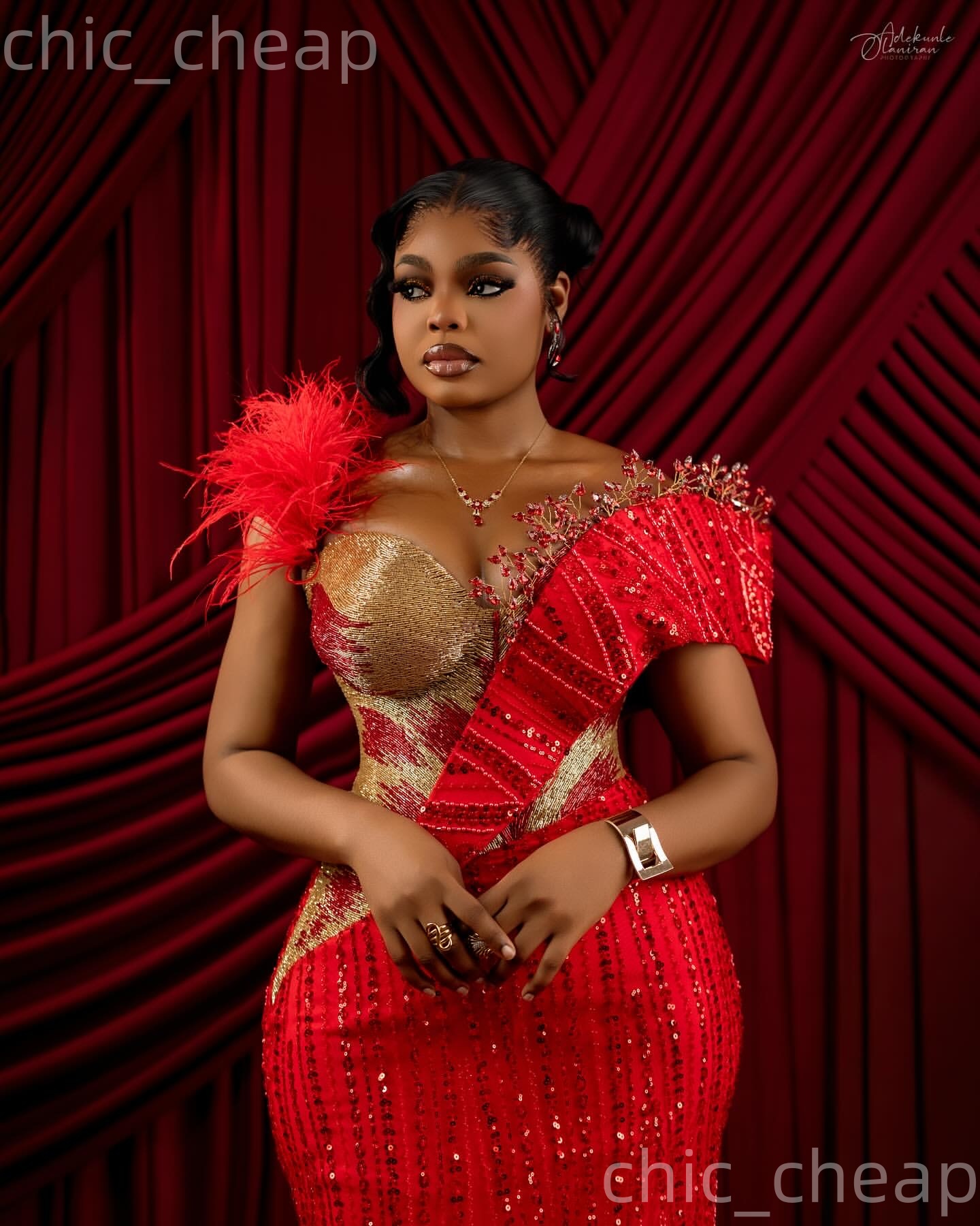 Aso Ebi Red Mermaid Prom Dresses 2026 Crystals Beaded Feather Sequined Sparkly Evening Formal Party Second Birthday Engagement Gowns Dress For Special