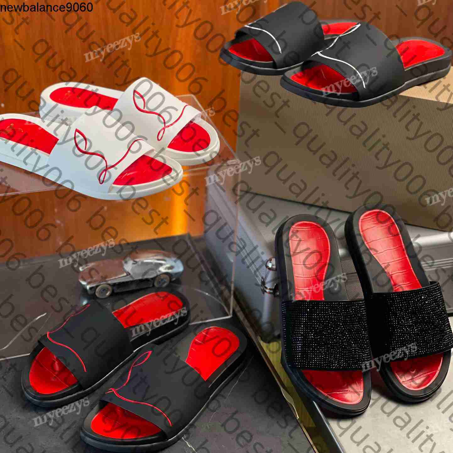 red bottom Designer Studded Slippers Man Studs Rivet Sandals Printed Sli christian louboutinshoe men women louboutin heels louboutinheel loubitons loboutin B95X