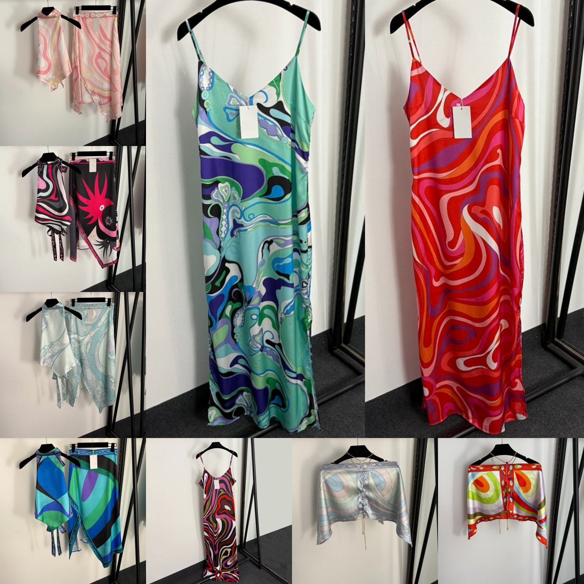 Luxury V Veck Dress For Women Designer Color Blocked Halter Back Open Vest Tops Summer Vacation High Waist Beach Blouse Pants Resort Outfits