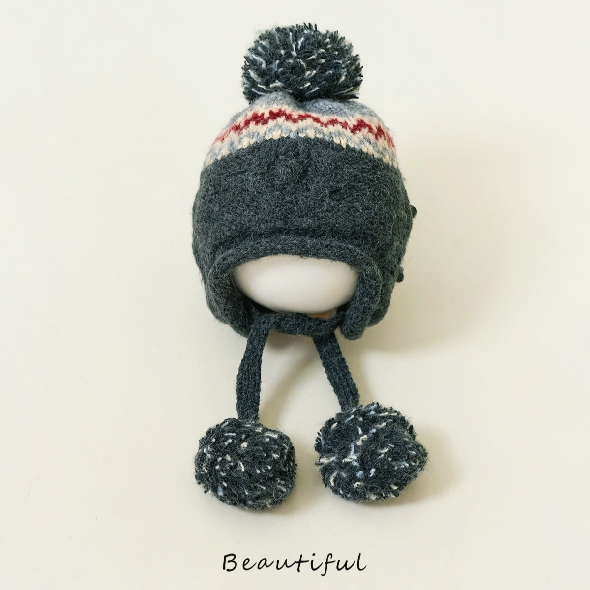 Connectyle Cute Toddler Girls Warm Winter Skull Hats Fleece Lined Flower Knit s Earflaps Hat With Pom-Pom 240808