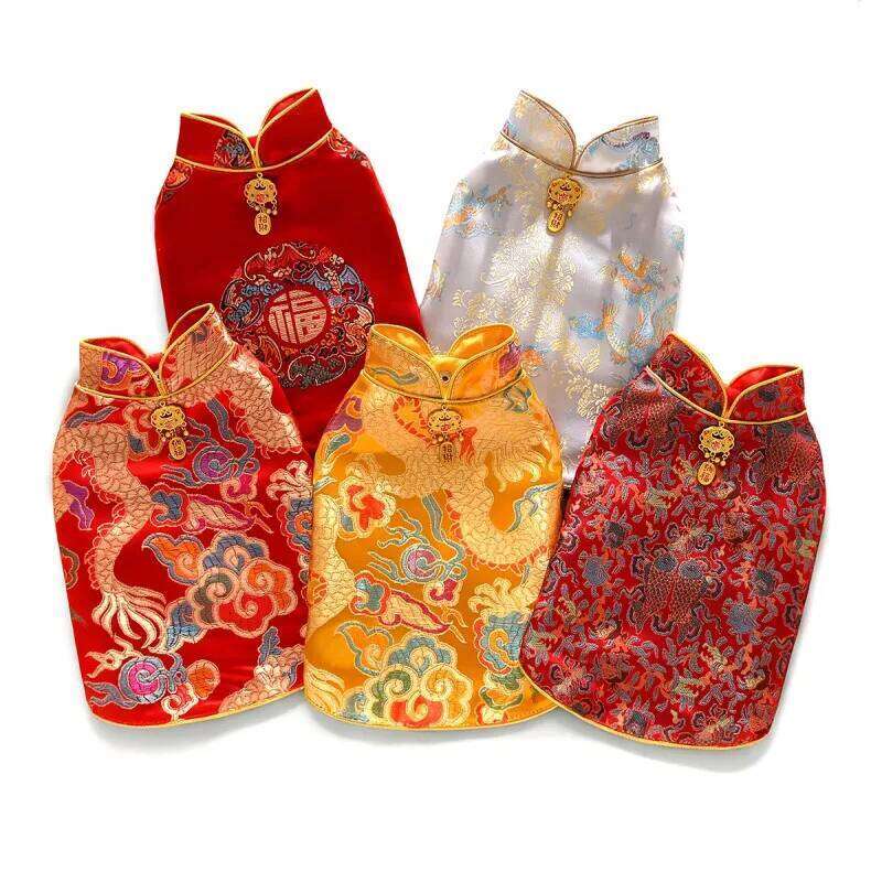 Famous brand Chinese New Year Dog Clothes Tang Suit Cheongsam Cat Puppy Yorkie Pomeranian Poodle Bichon Schnauzer Clothing Pet Vest Apparel pupakaIK